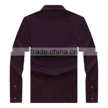 Mens Wholesale Slim Fit Solid Cotton Long Sleeve Polo t Shirt photo-2