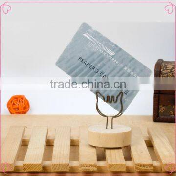 Personalized Various Shapes Round Wooden Base Memo Card Clips photo-5