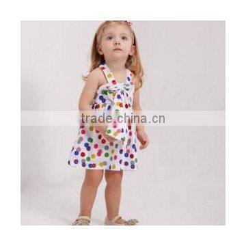 Children Condole Belt Small Dot Design Baby Girl Summer Dress Bow photo-1