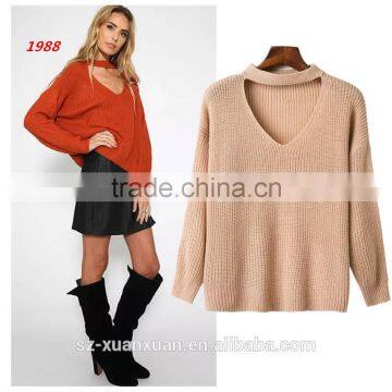 Wholesale winter V-neck women's turtleneck sweater 2016