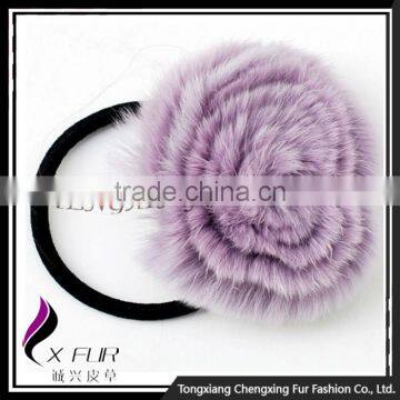 CX-E-09A Wholesale Real Rex Rabbit Fur Elastic Hair Accessory photo-3