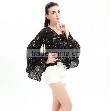Lotus Leaf Sleeves Design Patterns Back Neck for Fat Ladies Big Sleeve Blouse photo-3