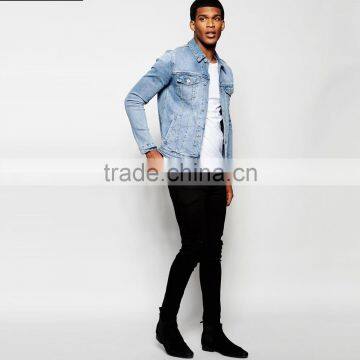 Light Blue With Two Pocket Men Casual Jacket With Button photo-4