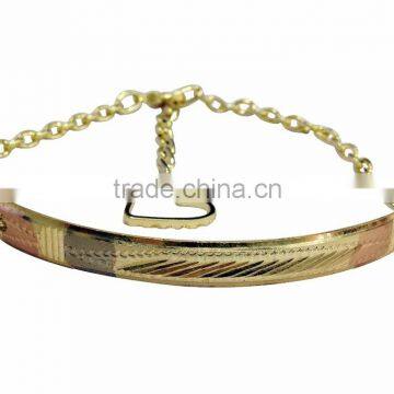 Indian Three Tone Plated Artificial Imitation Bangle Bracelet With Extension Chain