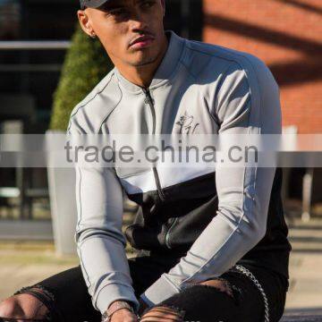 Fashion Style Mens 100% Polyester Baseball Jacket Full Zipper Tracksuit Top Panel Raglan Long Sleeve Hoodie Jacket