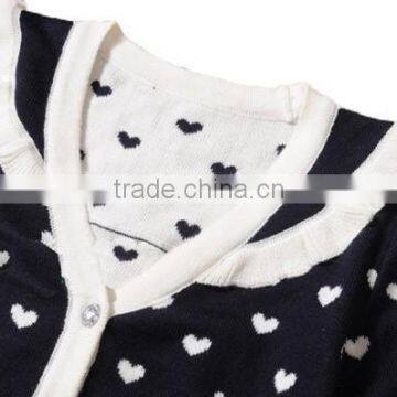 2015 New Design Girl Cardigan Sweater Scallop Trim Children Wear Cardigan