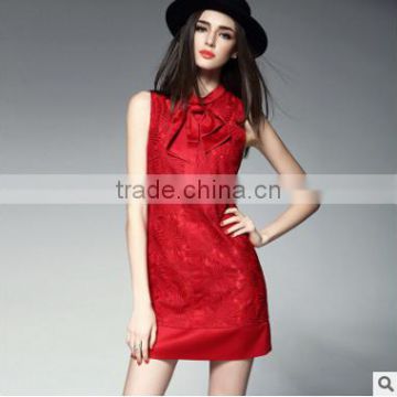 F20050A Europe style women high quality summer dress wear elegant lace sleeveless dress