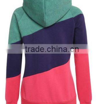 Women Long Sleeve Sport Polo Neck Hoody Contrast Color Pullover Hoodies photo-2