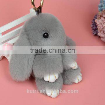 2017 new Real Genuine Rex rabbit Furs Keychain Pendant Bag Car Charm Tag Cute Mini Rabbit Toy Doll