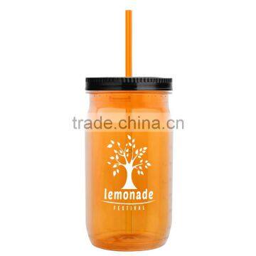 USA Made 27 oz Tritan Mason Jar With Screw-On Lid and Straw - Measurements Molded Into Side of Jar and Comes With Your Logo photo-2