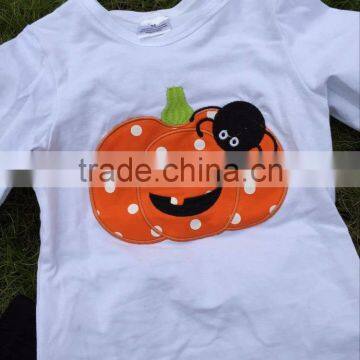 Boys Long Sleeves Halloween Pumpkin Print Pant Kids Boutique Outfits Kids Suit With Matching Necklace and Headband photo-4