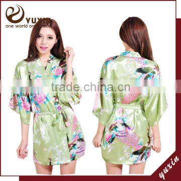 Satin wedding robes silk bridal party bathrobes robe de soiree RS1-0044