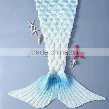 Bedroom Decor Crochet Knit Colors Fish Design Super Softextile Blanket Cozy Mermaid Tail Blanket With Sleeves photo-2