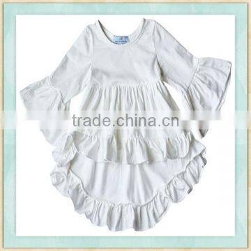 Baby girl frock fancy white ruffle raglan sleeve smoking 2 year old girl dress for kids