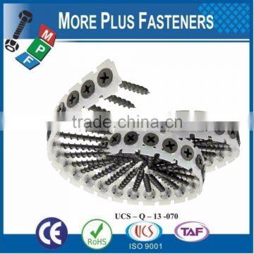 Taiwan Galvanized Schnellbauschrauben Trockenbauschrauben Gypsum Black Phosphaed Bugle Head M3.5 #6 Collated Drywall Screws