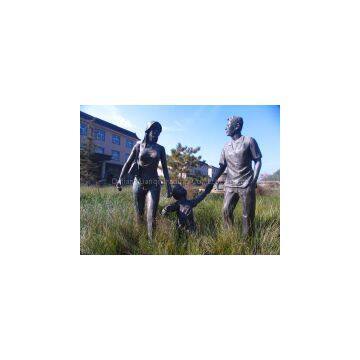 modern family bronze garden sculpture