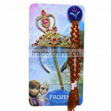 (Top Quality) Frozen Anna Cosplay Wig + Crown + Wand,Frozen Accessories,Anna Wig for Kids photo-2