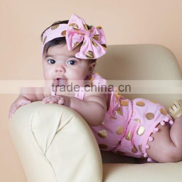 Baby bubble polka dot playsuits baby rompers organic baby clothes with headband