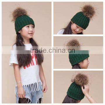 China Wholesale Winter Hat Kids Beanie With Cute Fur Pom