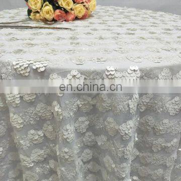 New Arrival Wedding Decorative Sequins Table Cloth White