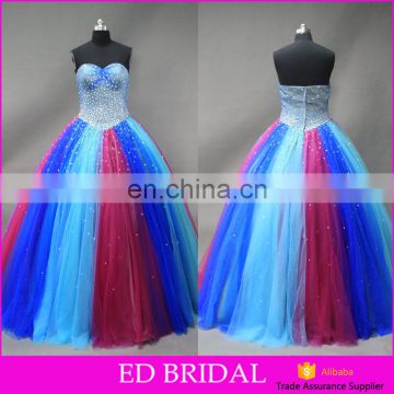 AUW2001 Real Photo Custom Made Sweetheart Beading Colorful Tulle Tube Long Prom Dress