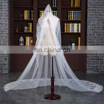 HSP1702 Luxury Real Photo Wedding Veils 3 Meters Long Lace Appliqued Bridal Veil