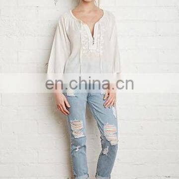 2016 Ladies Fashion Long Sleeve White Shirt/Women Casual Blouses