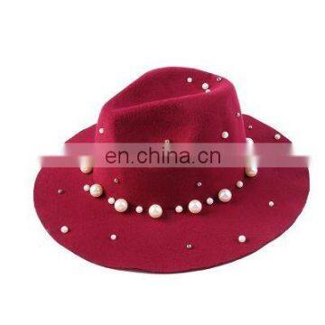 New Style Pearl High Quality Fashinal Felt Fedora Hat photo-2