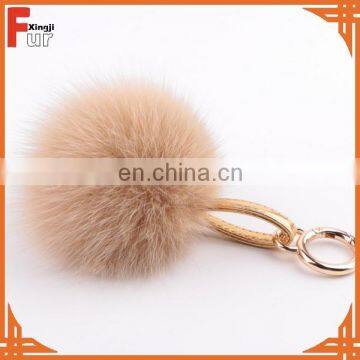 Wholesale Fox Fur Keychain Luxury Genuine Fox Fur Pompom Keychain Fashion Pandent