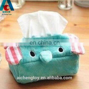 lovely carton animal plush blue elephant tissue box