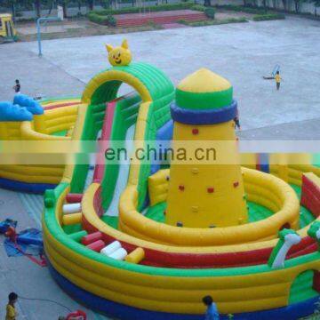 Hot sale giant Inflatable fun city with slide and obstacle for kids