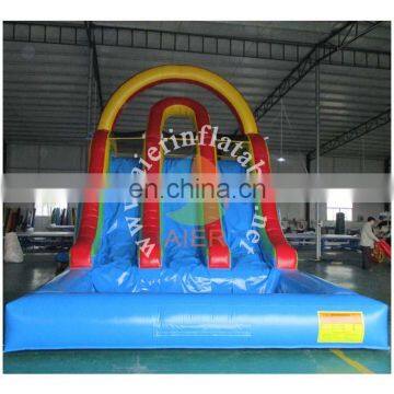 Aier giant hot sale blue outdoor Inflatable Water Slide with pool