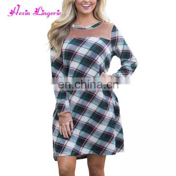 Newest Fall Splicing Long Sleeve Comfortable Long One Piece New Ladies Dress