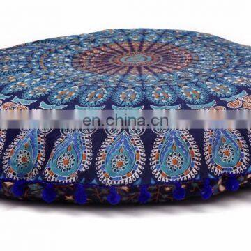 Indian 2017 Handmade Round Meditation Ottoman Pouf Cover 32" Pillow Cover Mandala Cushion Cover Pillow Case