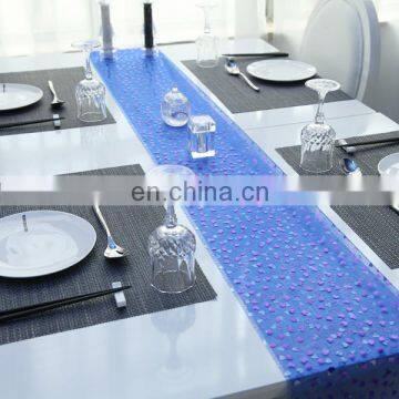 Popular Pattern Bronzing Purple Heart Blue Glass Organza Fabric Table Clothes photo-2
