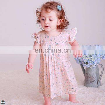 T-GD038 Comfortable Cotton Flower Printed Design Small Girls Summer Dress