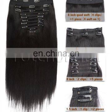 Yotchoi Human Hair Clip In Hair Extension 100% Virgin Remy Virgin Human Hair In 10pcs