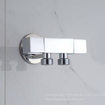All Copper Square Multi-function Three-way Angle Valve One in Two Out photo-3