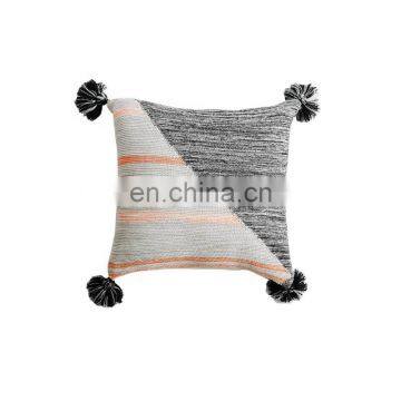 I@home Geometric Splicing Triangle Ball Tassel Fringe Cotton Sofa Pillow Cushion Cover