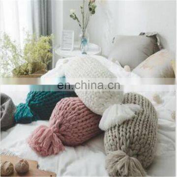 Handmade Ins Soffa Pillow Knots Pillow Acrylic Yarn Chunky Yarn Pillow photo-6