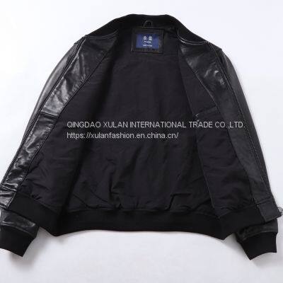 HOT SALE 2021 CLASSIC FASHION MEN'S GENUINE LEATHER BASEBALL JACKET photo-4