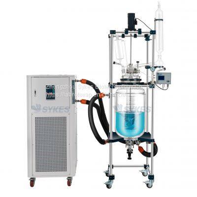 Chemical Laboratory Mixing Reaction Vessel 10Liter Two Walled Single Jacketed Glass Reactor With Circulating Pump