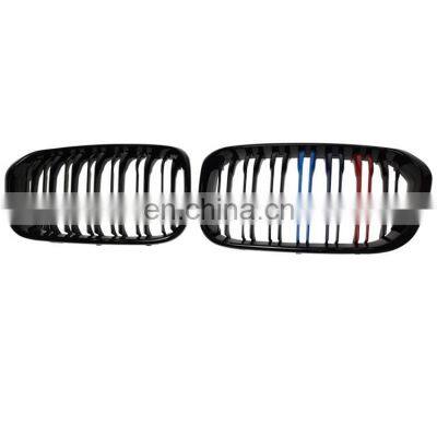 gloss black double bar For BMW 1 series F20 ABS front bumper grill 2012 2013 2014