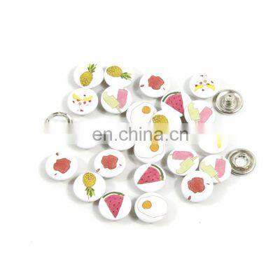 Printed Fruit Pattern 11.5Mm Colorful Baby Cap Five Prong Type Ring Snap Button