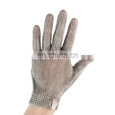 Butcher Stainless Steel Ring Metal Mesh Glove Cut Resistant Glove Anti Cut Chainmail Safety Work Glove Metal Hook Strap