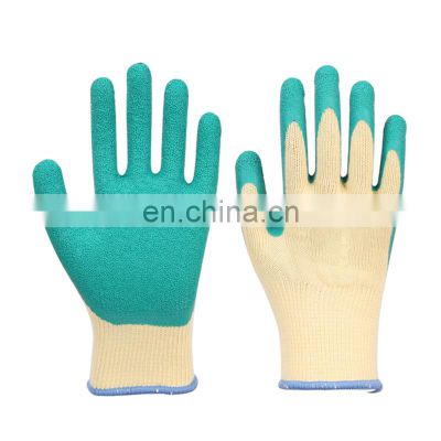 Cotton liner Crinkle  Latex Coated Gloves for work safety glove