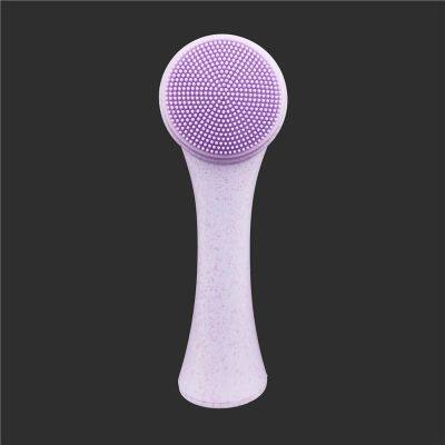 Wheat Straw Face Cleaning Brush 2-in-1 Silicone&Soft Synthetic Bristles Brush For Face