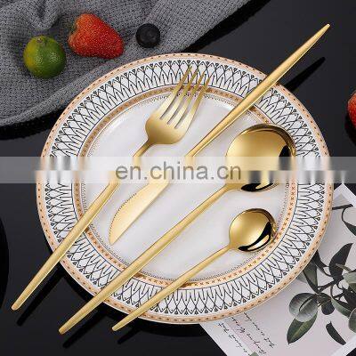 Stainless Steel 24 Piece Plated Golden Hotel Cutlery Wedding Restaurant Homefelt Flatware Sets photo-4