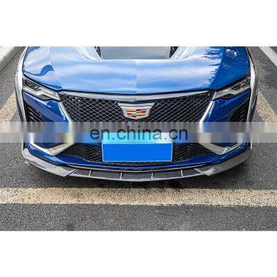For Cadillac 2019+ Original Style CT4 Carbon Fiber Gloss Black Front Lip Front Diffuser photo-3