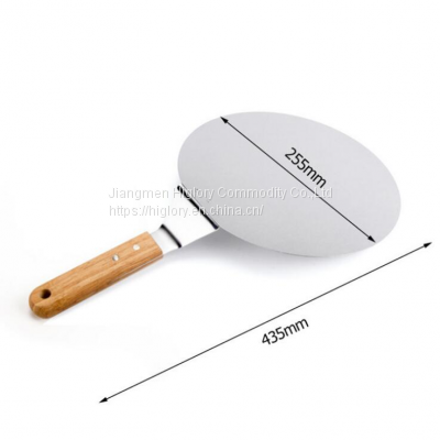 Factory Stainless Steel 430 Pizza Tools Oak Wood Handle Pizza Plate 10/12 Inch Pizza Peel for Baking photo-5